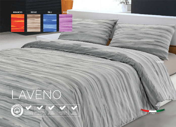 BIANCHERIAWEB Copripiumino Sacco Piumone In 100% Cotone Disegno Laveno Colore Arancio,Misura 1 Piazza e Mezza