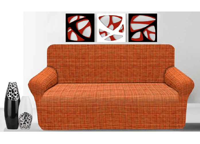 BIANCHERIAWEB Copridivano In Tessuto Jacquard Elasticizzato Ottima Vestibilità Modello Otello Colore Arancione,Misura 4 Posti