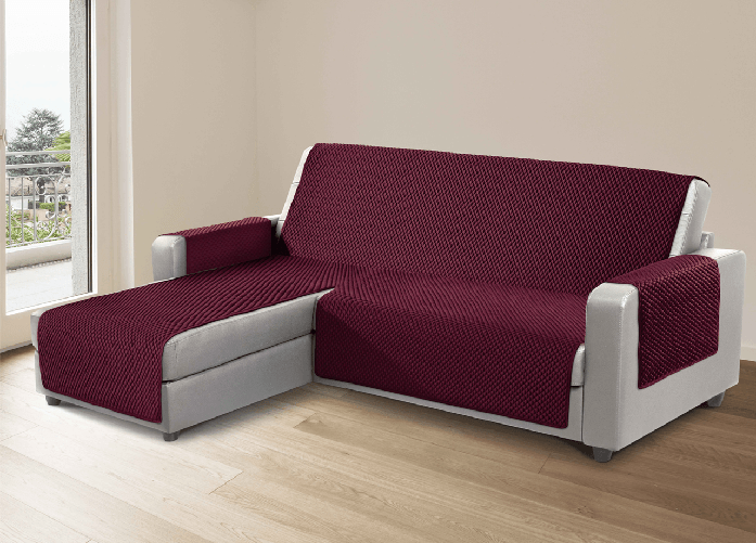 BIANCHERIAWEB Copridivano Per Divani Con Penisola Lato Destro Modello Sphere Bordeaux Colore Bordeaux,Misura 280 cm
