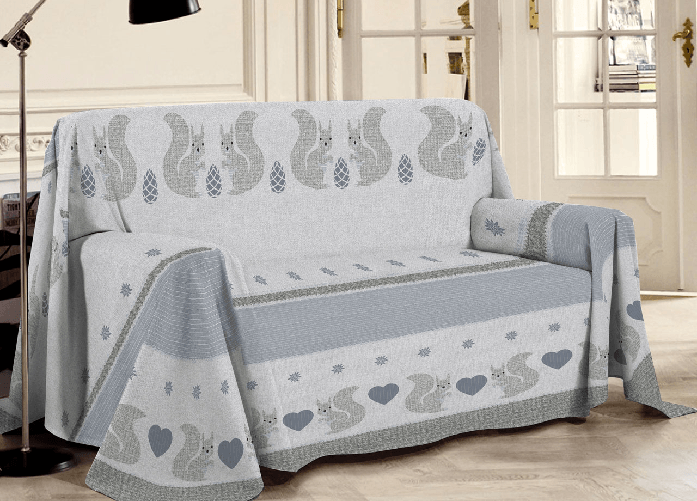 Telo Arredo Multiuso Linea Pensieri Delicati In 100% Cotone Disegno Scoiattolo