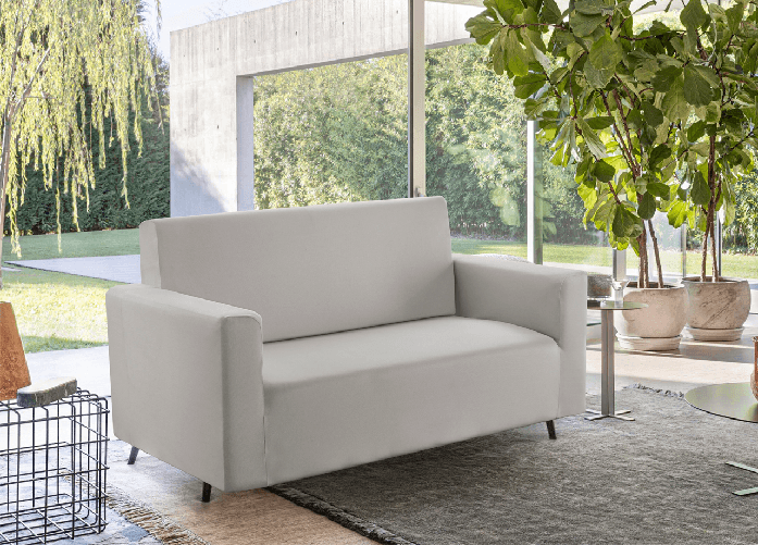 Copridivano Tinta Unita Elasticizzato Antimacchia Modello Sagomato Colore Grigio