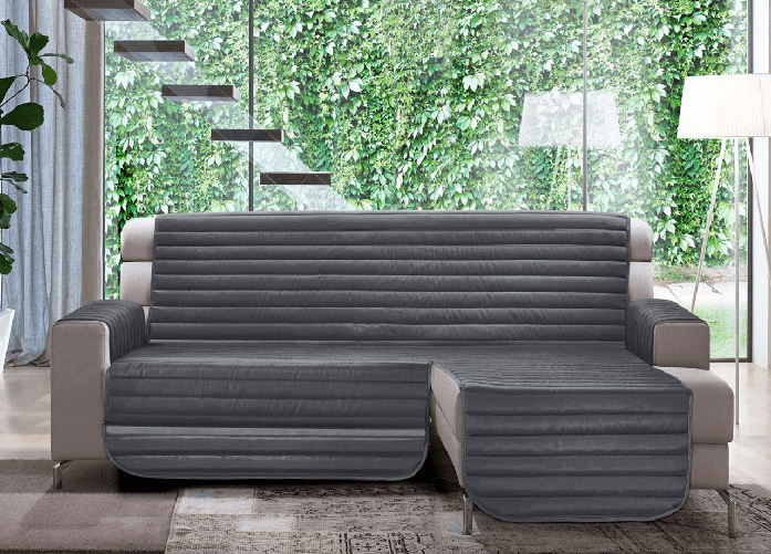 BIANCHERIAWEB Copridivano Trapuntato Per Divani Con Penisola Modello Simpaty Colore Grigio Colore Grigio,Misura 290 cm