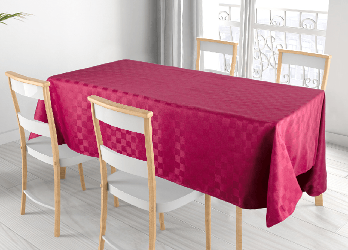 BIANCHERIAWEB Tovaglia Cucina Soggiorno Antimacchia Idrorepellente Jacquard In Mod. Scaccomatto Bordeaux Colore Bordeaux,Misura Rotonda 160cm