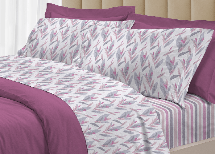 Completo Lenzuola Letto 100% Cotone Italy 3027 Disegno Tulipani