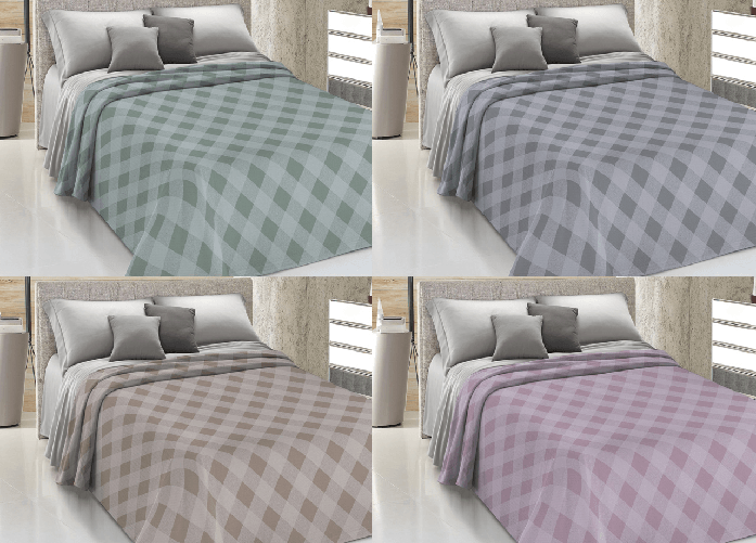Copriletto Piquet Primavera Estate 100% Cotone Disegno Lovely Check