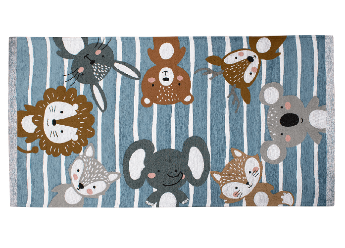 Tappeto Arredo e Gioco Antiscivolo Per Cameretta Bambini Disegno Animalii