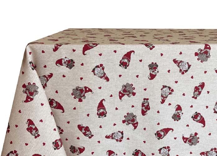 Tovaglia Natalizia Salotto/Cucina Tessuto Miros Made In Italy Disegno Mini Gnomi