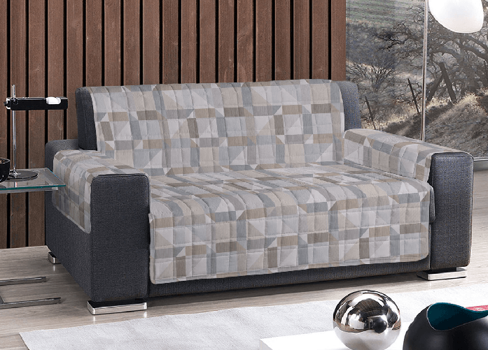 BIANCHERIAWEB Copridivano Imbottito Trapuntato Sofà Antimacchia Made Italy Astratto 7879 Colore Beige,Misura Poltrona