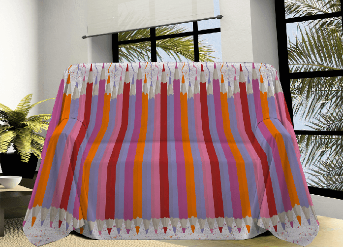 Telo Arredo Linea Pensieri Delicati In Cotone Disegno Matitoni Colore Fucsia