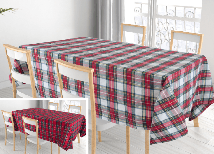 BIANCHERIAWEB Tovaglia Cucina Soggiorno Misto Cotone Fantasia Tinto In Filo Con Lurex Mod. Natalina Scozzese Colore Panna,Misura 140x180cm