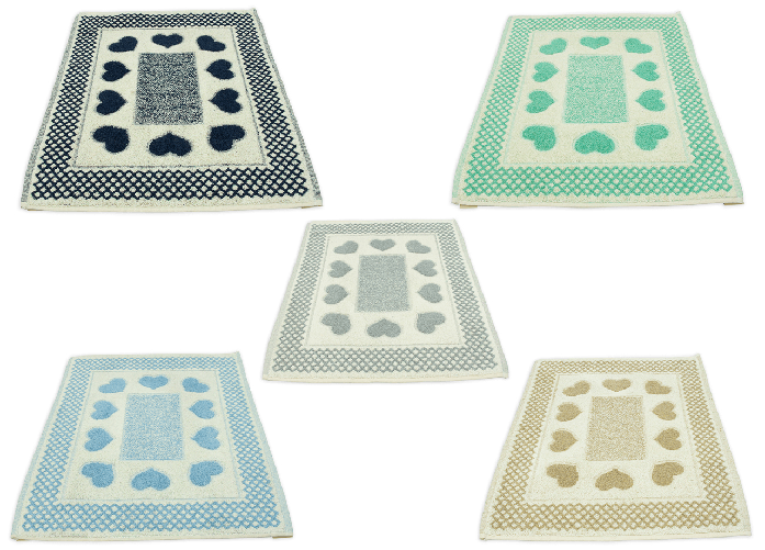 Tappeto Bagno Doccia Spugna Tappetino Assorbente Cotone Pelo Corto Mod. Love O.B