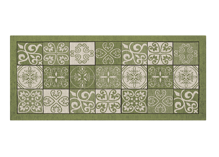 BIANCHERIAWEB Tappeto Passatoia Runner Cucina Antiscivolo Lavabile Disegno Maiolica Suardi Colore Verde,Misura 55x140