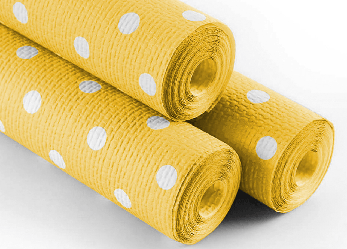 BIANCHERIAWEB Rotolo Tovaglia A Pois Per Feste Antistrappo 100% Carta Made Italy 5mtx1,20mt Colore Giallo,Misura 5 Metri