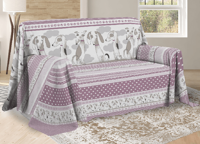 BIANCHERIAWEB Telo Arredo Multiuso Linea Pensieri Delicati In Cotone Disegno Bau Bau Colore Rosa,Misura Singolo