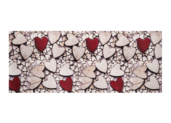Tappeto Cucina Antiscivolo Stampa Digitale Emozioni Fantasie Shabby Cuori Fiori