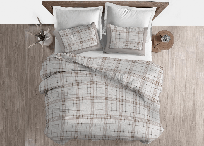 BIANCHERIAWEB Copripiumino Sacco Piumone Cotone Flanella Pensieri Delicati Disegno Torino Colore Beige,Misura Singolo