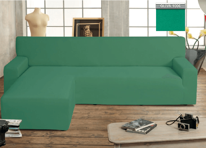 BIANCHERIAWEB Copridivano Genius Con Penisola Chaise Longue Modello Swing Colore Verde Oliva Colore Oliva,Misura Sinistra