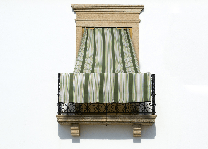 BIANCHERIAWEB Tenda Da Sole A Caduta Per Esterno Balcone Casa Telo Ombra Modello Riga Fine Colore Verde,Misura 145x300