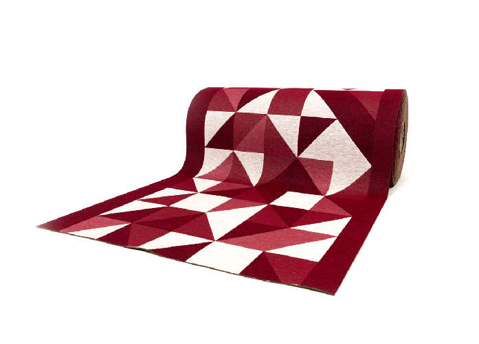Tappeto Passatoia Cucina Antiscivolo In Tessuto Jacquard Disegno Origami Bordeaux