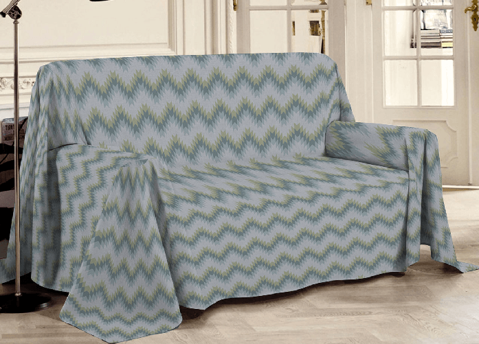 BIANCHERIAWEB Telo Arredo Multiuso Linea Pensieri Delicati In 100% Cotone Dis Zig Zag 7672 Colore Verde,Misura Singolo