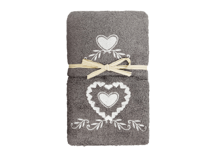Set Asciugamano Copiola Salvietta Bagno In Spugna 100% Cotone Cornice Cuori