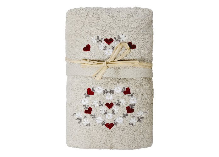 BIANCHERIAWEB Set Asciugamano Copiola Salvietta Bagno In Spugna 100% Cotone Mod Ghirlanda Colore Tortora,Misura Copiola