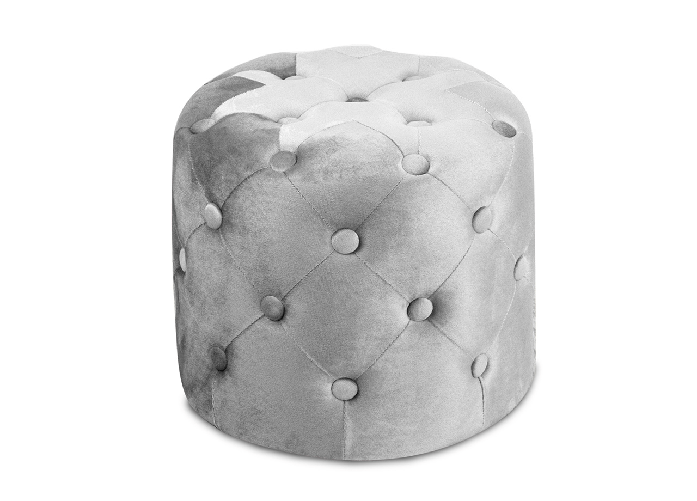 BIANCHERIAWEB Pouf Salotto/Camera Con Bottoni Imbottito Modello Velvet Parigi In Tinta Unita Colore Grigio,Misura Pouf