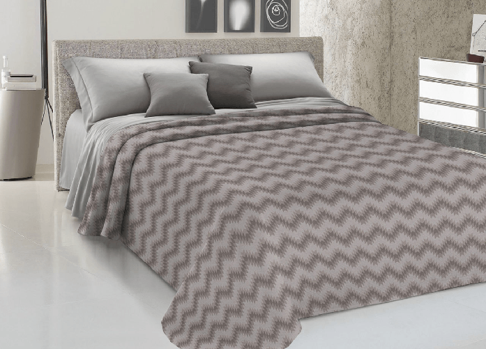 BIANCHERIAWEB Copriletto Piquet Primavera Estate 100% Cotone Disegno 7672 Zig Zag Colore Beige,Misura Matrimoniale
