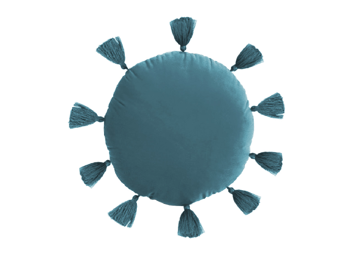 BIANCHERIAWEB Cuscino Arredo Decorativo Imbottito Velluto Tinta Unita Rotondo Sunshine Colore Petrolio,Misura Sunshine