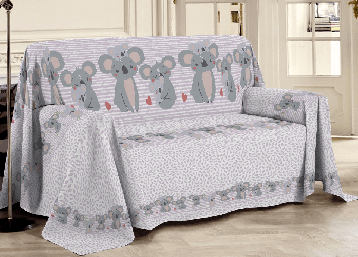 Telo Arredo Multiuso Linea Pensieri Delicati In Cotone Disegno Koala Family