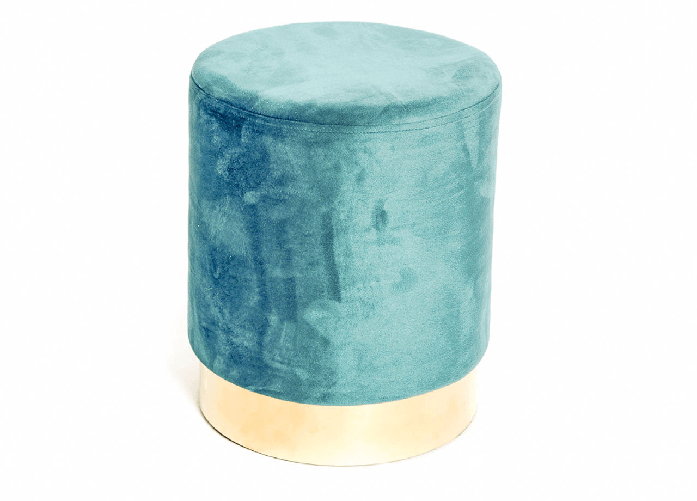 BIANCHERIAWEB Pouf Salotto/Camera Rotondo Imbottito Modello Cilindro Velvet In Tinta Unita Colore Petrolio,Misura Pouf