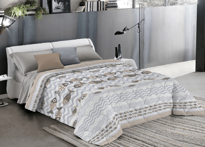 Trapuntino Piumino Estivo 100gr Linea Pensieri Delicati Disegno Pesciolini