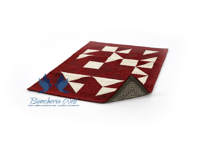 BIANCHERIAWEB Tappeto Velour Retro Antiscivolo Pelo Corto Per Salotto/Camera Disegno Origami Colore Rosso,Misura 115x175