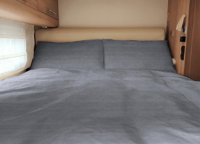 BIANCHERIAWEB Sacco Copripiumino Camper Roulotte 100% Cotone PERSONALIZZABILE Varie Fantasie Colore Bon Bon Grigio,Misura Matrimoniale
