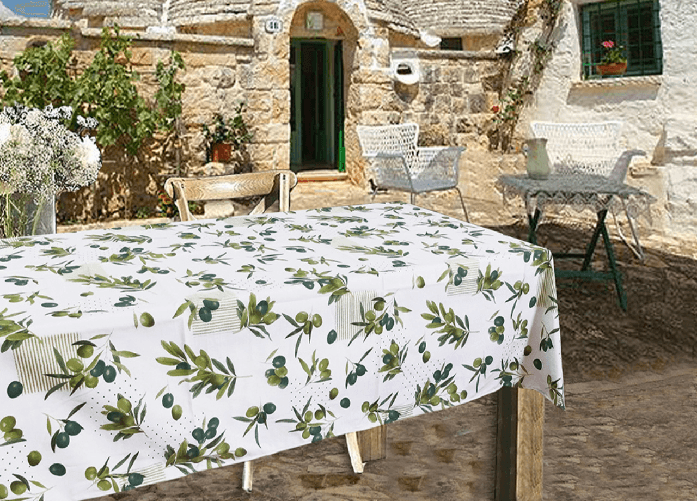 BIANCHERIAWEB Tovaglia Per Salotto Cucina Tavolo 100% Cotone Made In Italy Alberobello RP Colore Alberobello,Misura 140x180