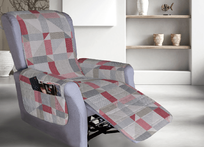 BIANCHERIAWEB Copripoltrona Reclinabile Trapuntata Atene Poltrona Relax Astratta Linea Pensieri Delicati Colore Rosso,Misura Poltrona