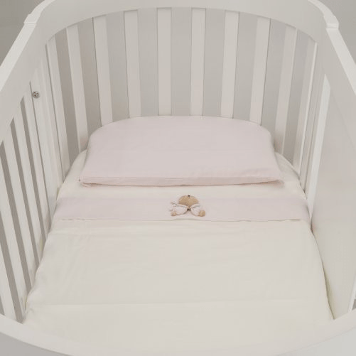 Nanan Lenzuola per Lettino Ovale Set 3pz Puccio ROSA 100% COTONE
