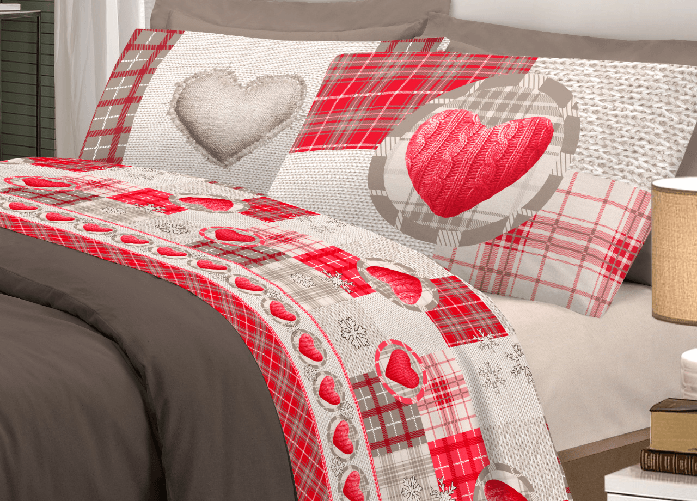 Completo Lenzuola Linea Pensieri Delicati 100% Cotone Disegno Love Mountain