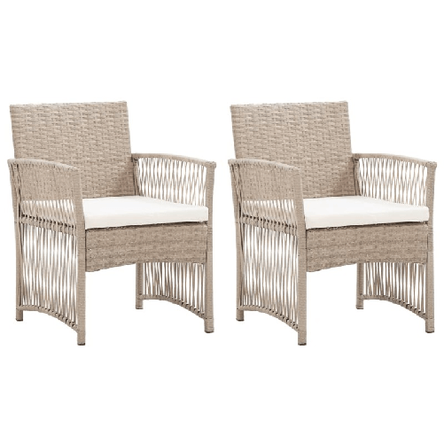 VidaXL Poltrone da Giardino con Cuscini 2 pz Beige in Polyrattan