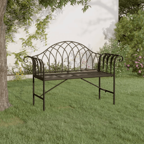 VidaXL Panca da Giardino a 2 Posti 128 cm Nera in Acciaio