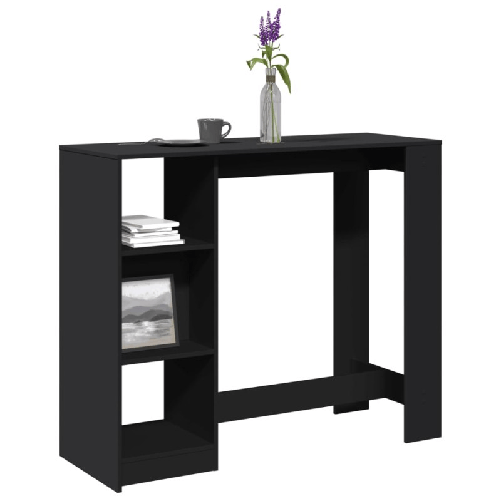 VidaXL Tavolo Bar con Ripiano Nero 124x46x103,5 cm Legno Multistrato