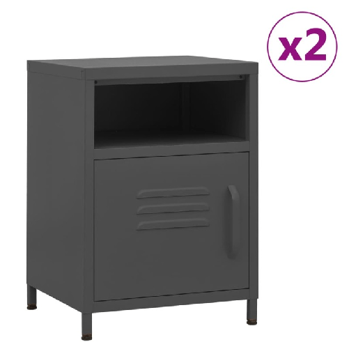 VidaXL Comodini 2 pz Antracite 35x35x51 cm in Acciaio