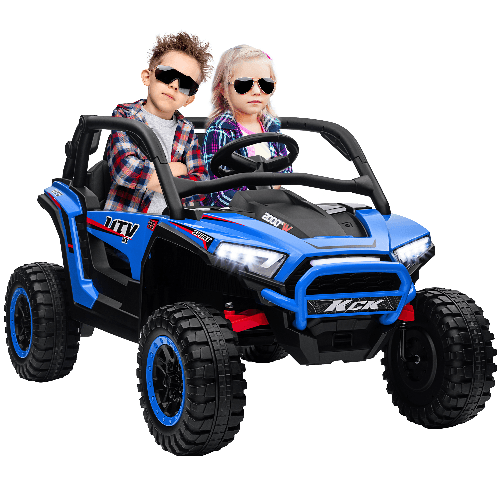 AIYAPLAY Macchina Elettrica per Bambini 3-8 Anni 24V con Guida Manuale e Telecomando, Velocità 5-7km/h, Blu