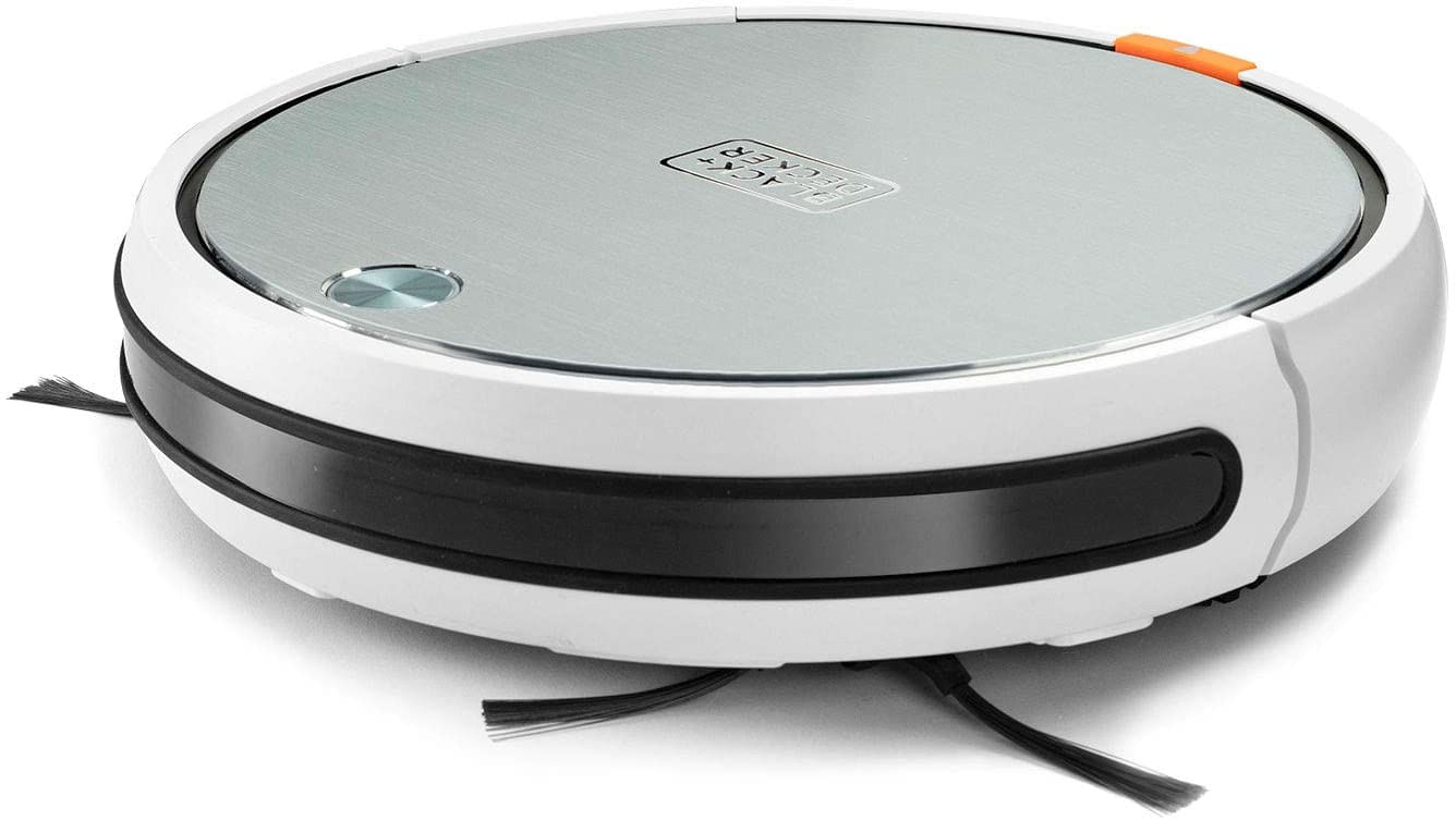 Black & Decker BXRV500E aspirapolvere robot Senza sacchetto Nero, Acciaio inossidabile, Bianco