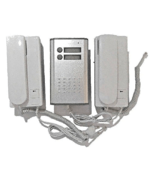 TrAdE Shop Traesio-Kit Citofono Bifamiliare Apriporta Cancello 4 Fili Due Cornette -