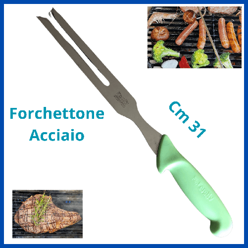 Coltelleria Paolucci Forchettone cm 33 acciaio attrezzi per barbecue griglia carne utensili da cucina campeggio montagna