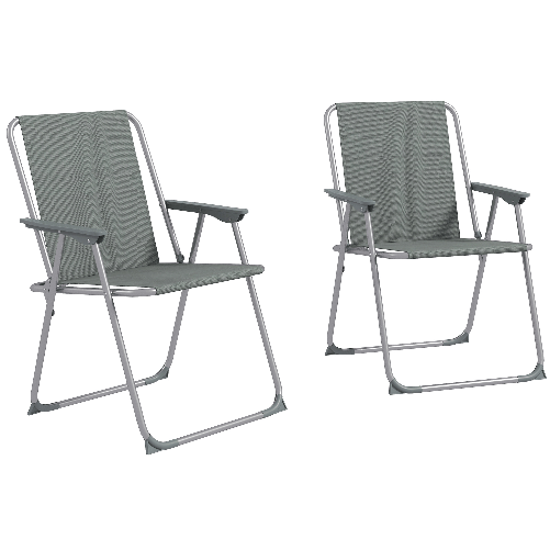 Outsunny Set 2 Sedie da Giardino Pieghevoli con Braccioli e Seduta in Tessuto Traspirante, Grigio