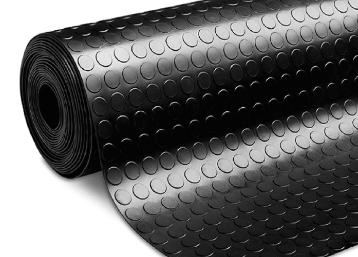 BIANCHERIAWEB Tappeto Rivestimento Pavimento Gommato PVC Con Bolle Colore Nero Bollato Colore Floor Nero,Misura 100x200