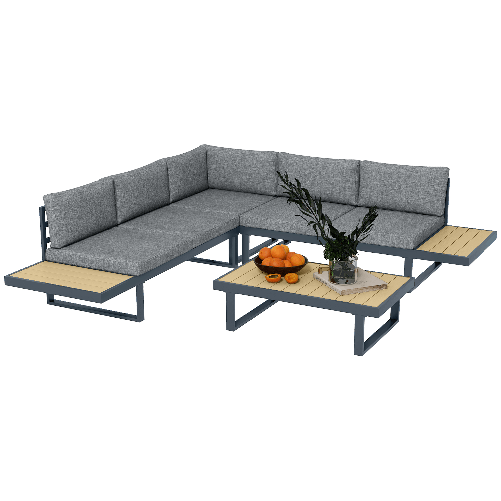 Outsunny Set da Giardino 4 Pezzi in Alluminio con 2 Divanetti, Poltrona Angolare e Tavolino da Caffè