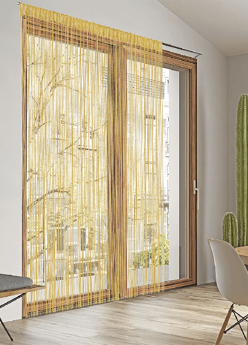 BIANCHERIAWEB Tenda Antimosca Antirumore Caduta Pannello Porta Finestra Multistring Tinta Unita Colore Beige,Misura 140x290